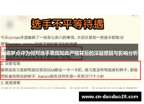 追梦点评为何对选手表现如此严格背后的深层原因与影响分析